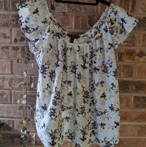 Banana Republica light blue floral blouse